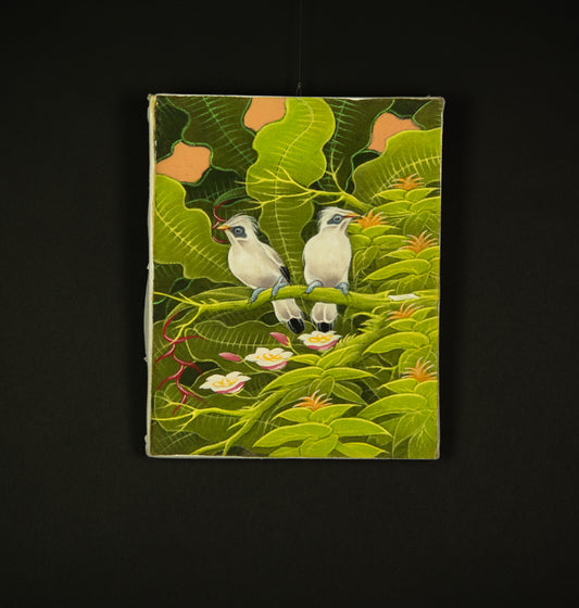 Hand-Painted Traditional Balinese Bird, Oil on Canvas, 20cm x 25cm