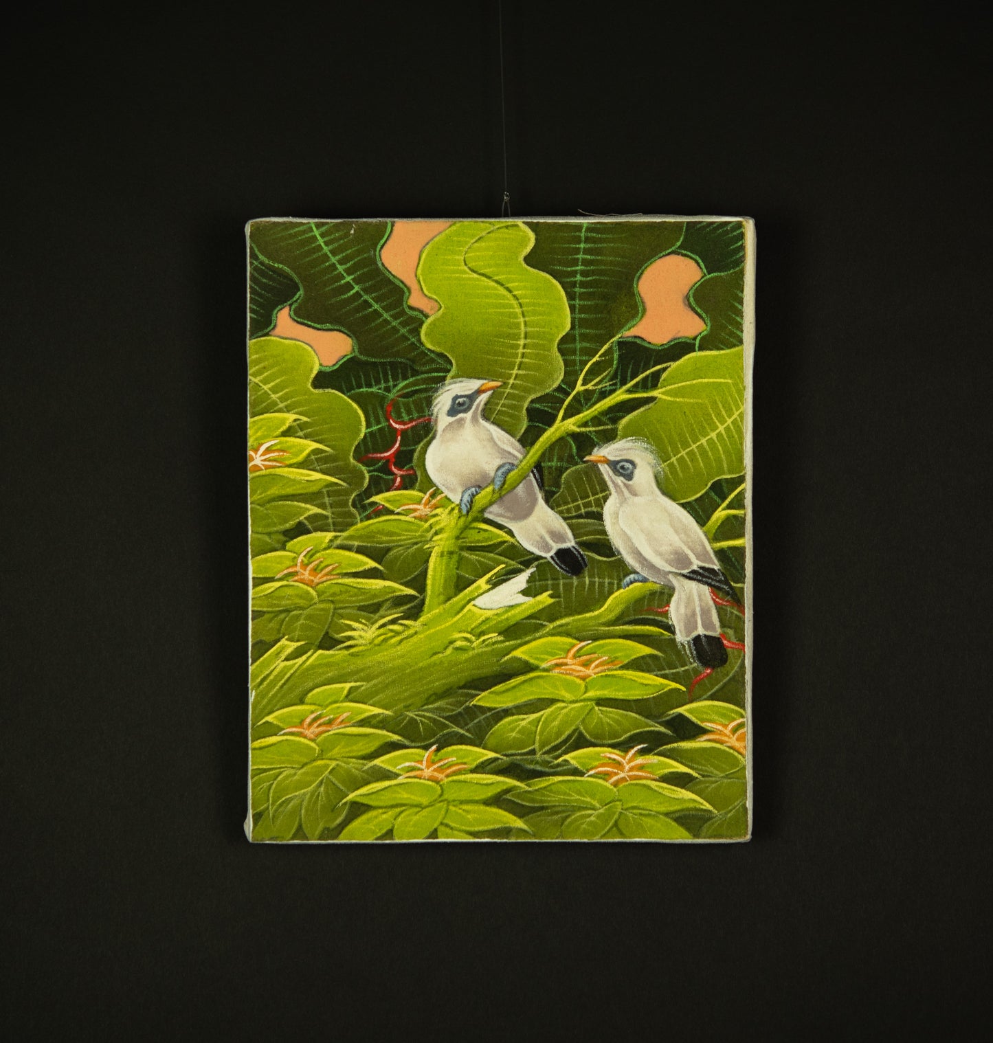 Hand-Painted Traditional Balinese Bird, Oil on Canvas, 20cm x 25cm