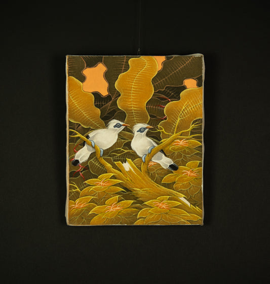 Hand-Painted Traditional Balinese Bird, Oil on Canvas, 20cm x 25cm