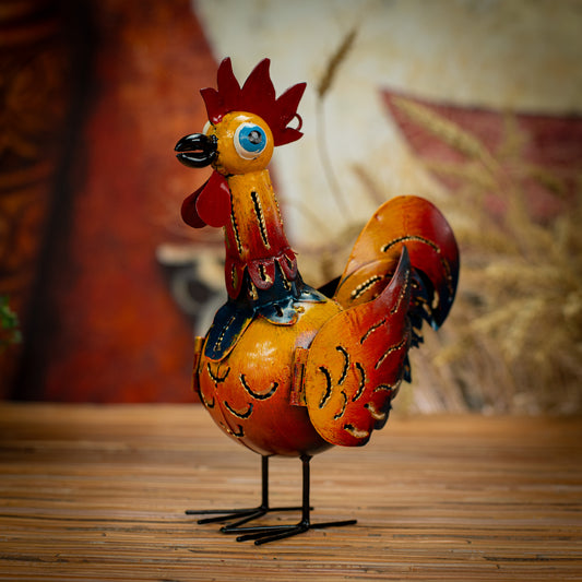 Metal Long Neck Rooster Lantern