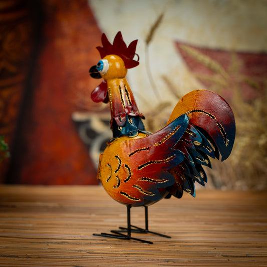 Metal Long Neck Rooster Lantern