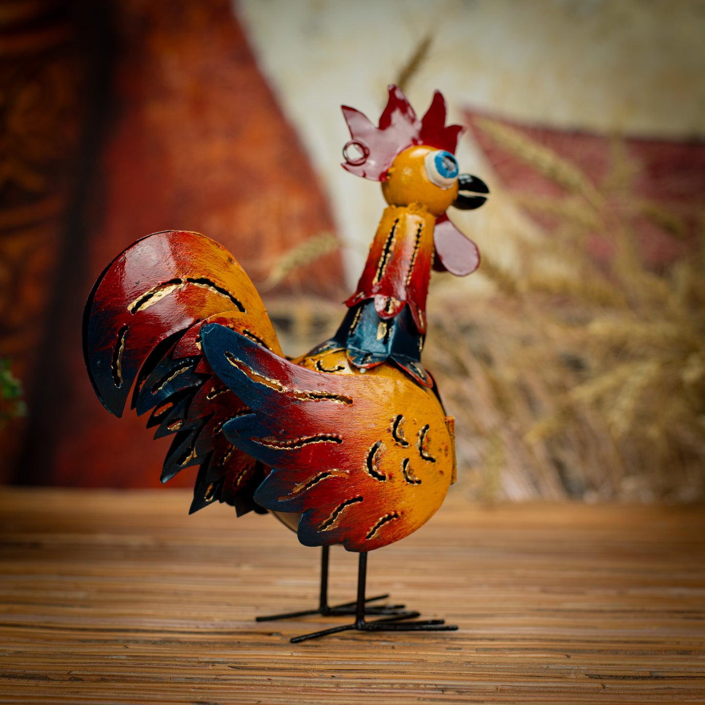 Metal Long Neck Rooster Lantern