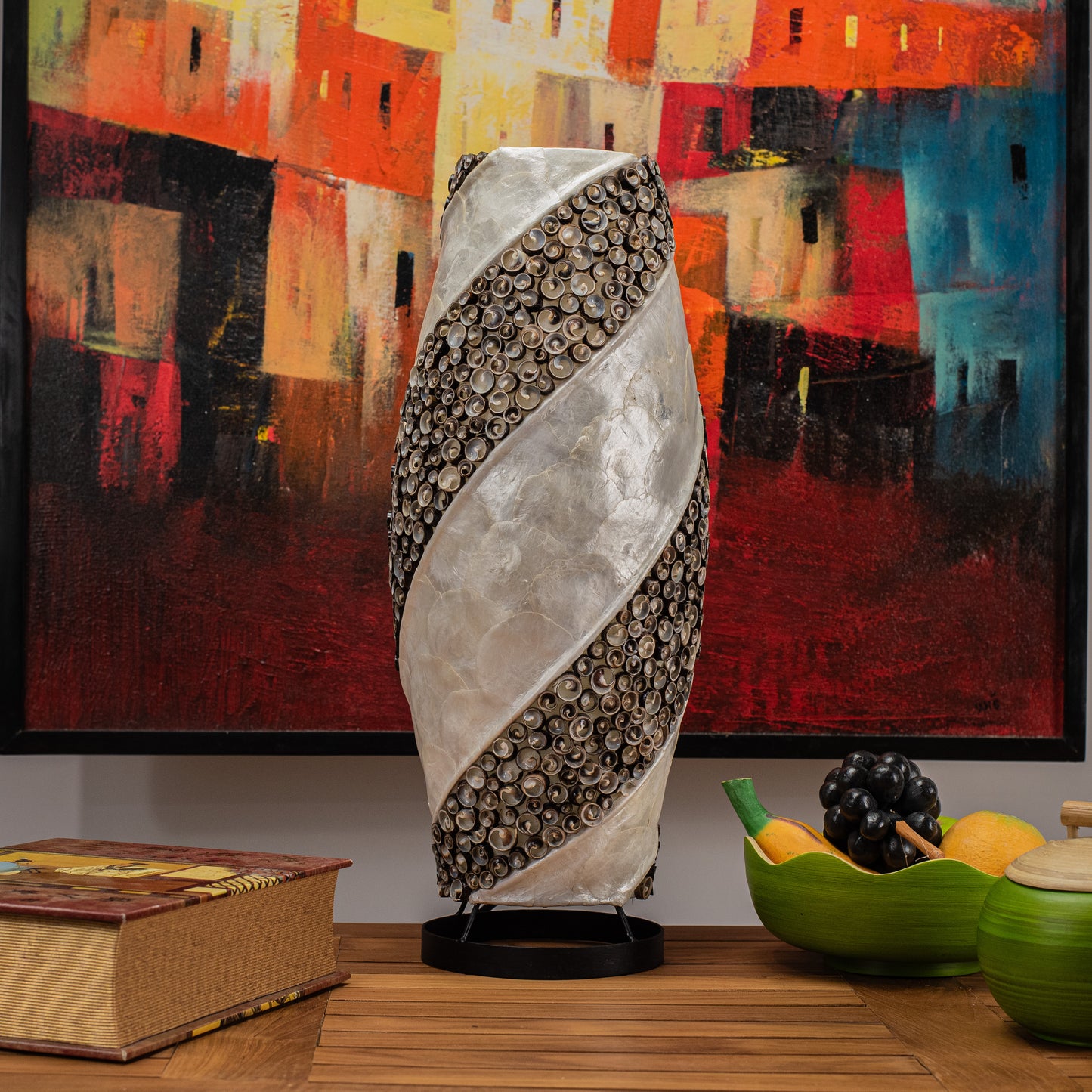 Hand Made Apollo Lamp with Spiral Mother of Pearl & Seashell