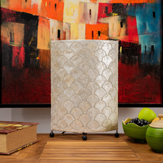 Hand Made Oval Lamp with Scale Shape Mother of Pearl