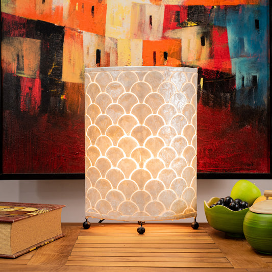 Hand Made Oval Lamp with Scale Shape Mother of Pearl