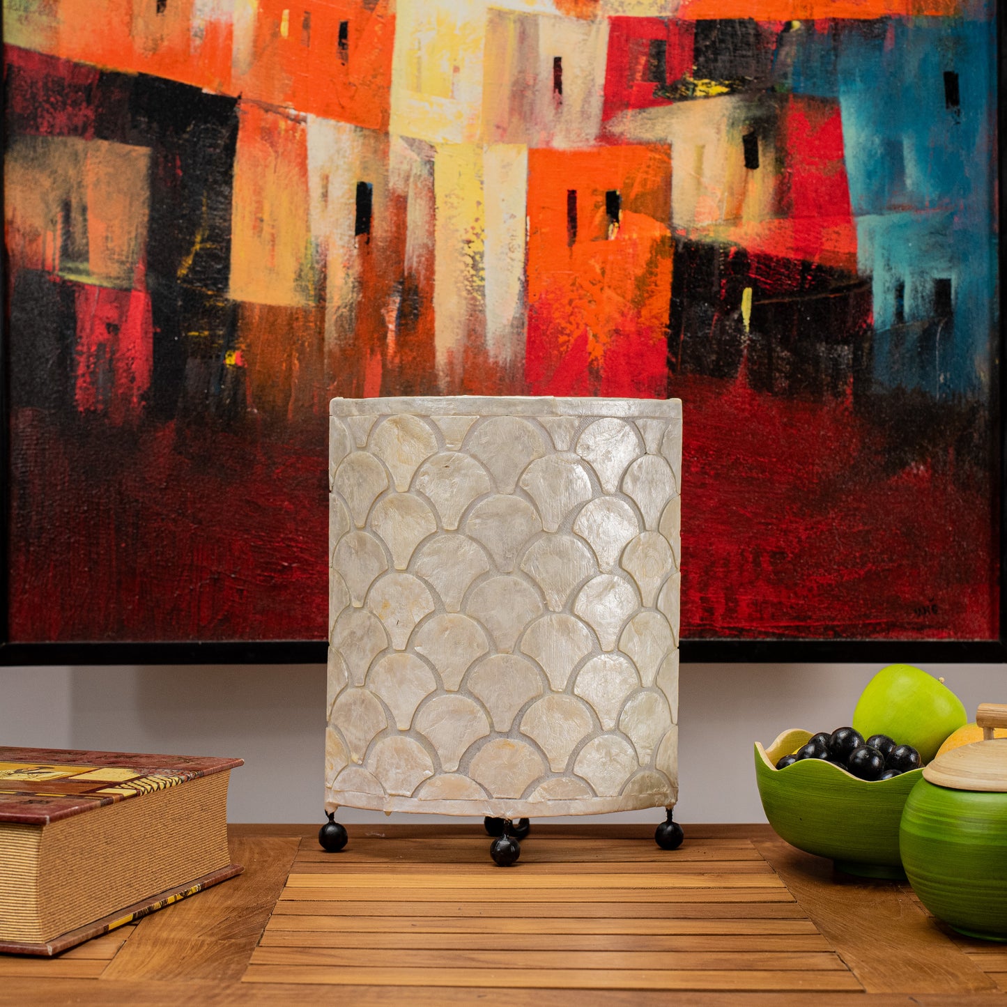 Hand Made Oval Lamp with Scale Shape Mother of Pearl