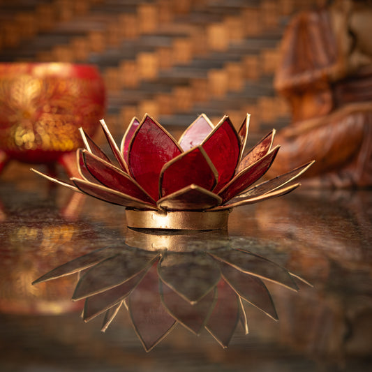 Hand Made Lotus Flower Candle Holder with Mother of Pearl