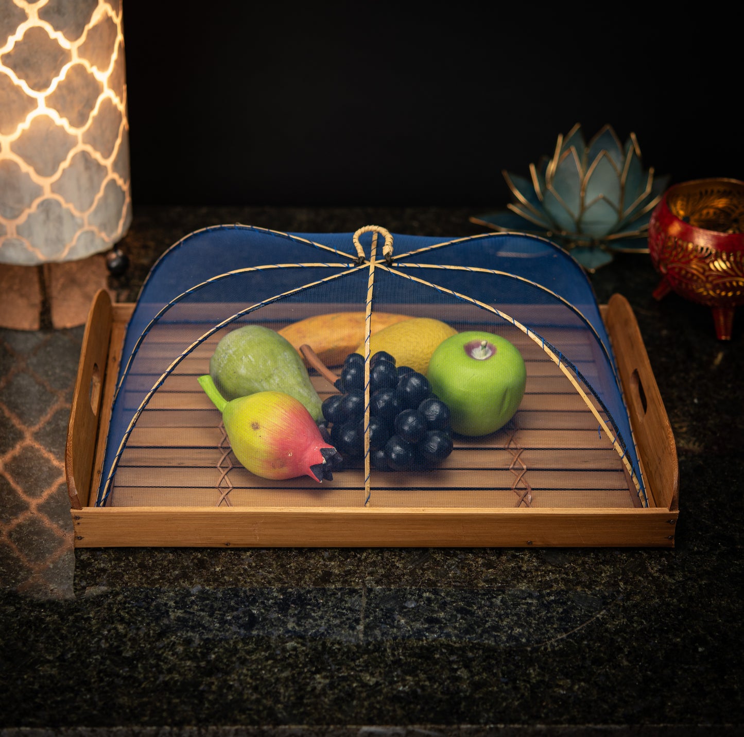 Hand-Made Bamboo Tray with Net Cover