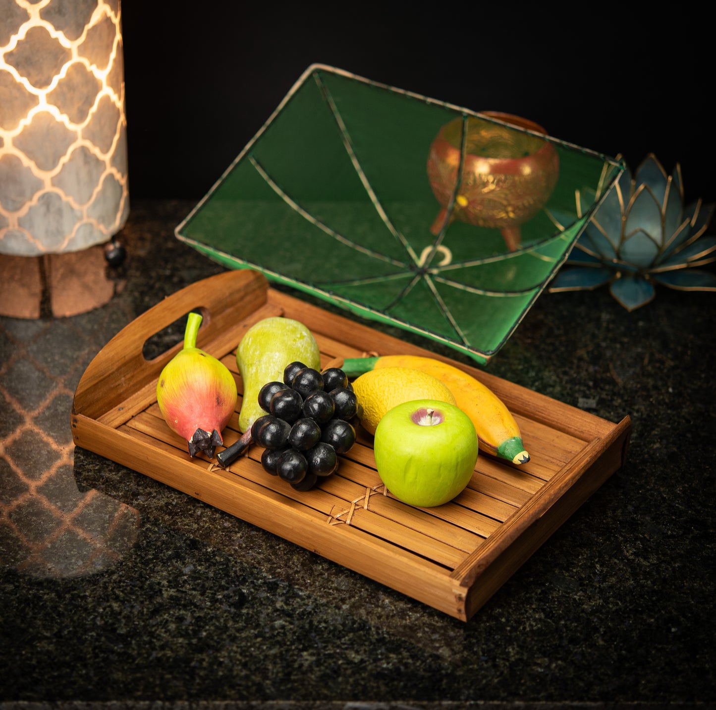 Hand-Made Bamboo Tray with Net Cover