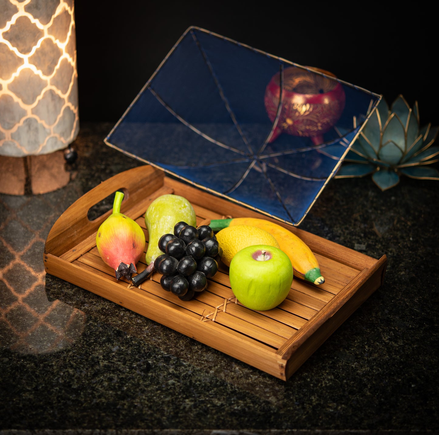 Hand-Made Bamboo Tray with Net Cover
