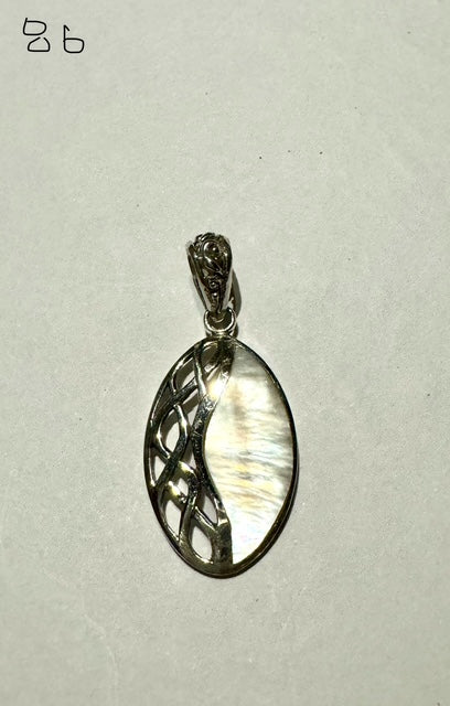 Sterling Silver Oval Pendant With Half-Jewel, 25mm