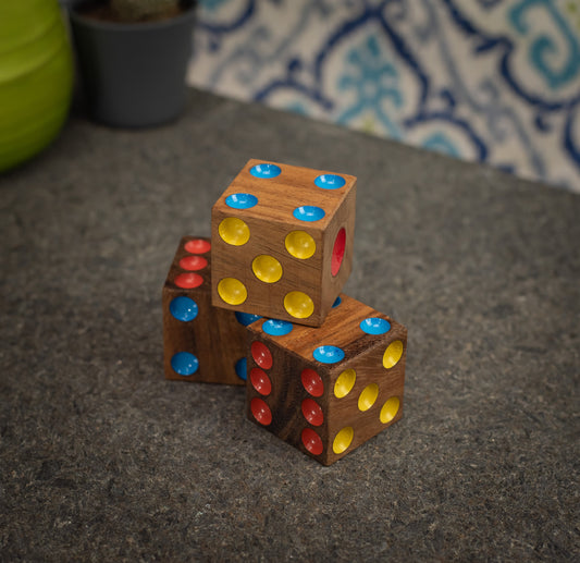 Pack Of Three Handmade Wooden Dice