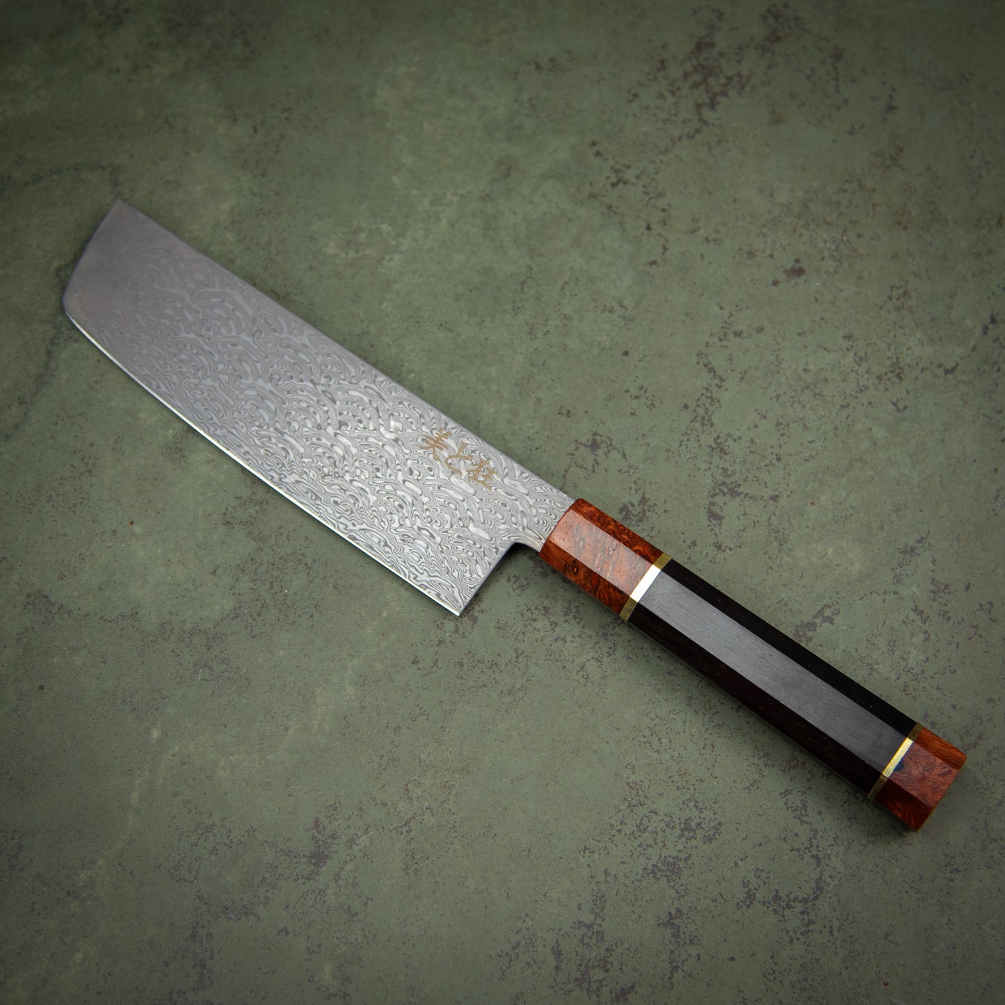 Hand Made 110 Layer Damascus Steel knife with a Black Walnut & Burl Wood Handle