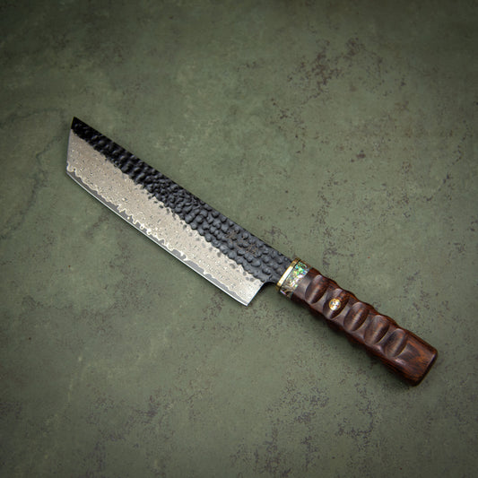 Couteau en Acier Damas Fait Main 89 Couches avec un Manche en Ormeau et Bois de Fer