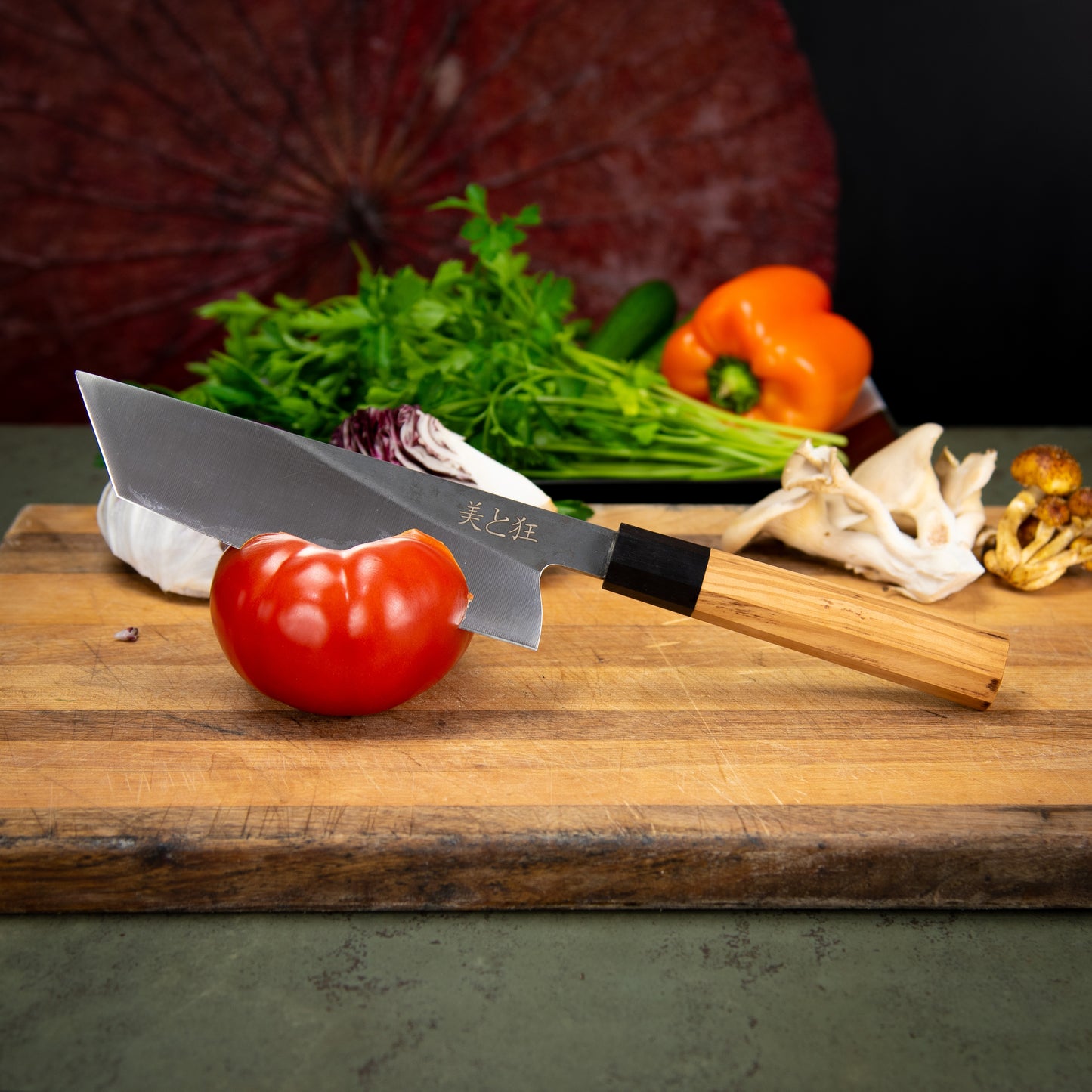 Hand Made Stainless Steel Knife with an Olive Wood Handle