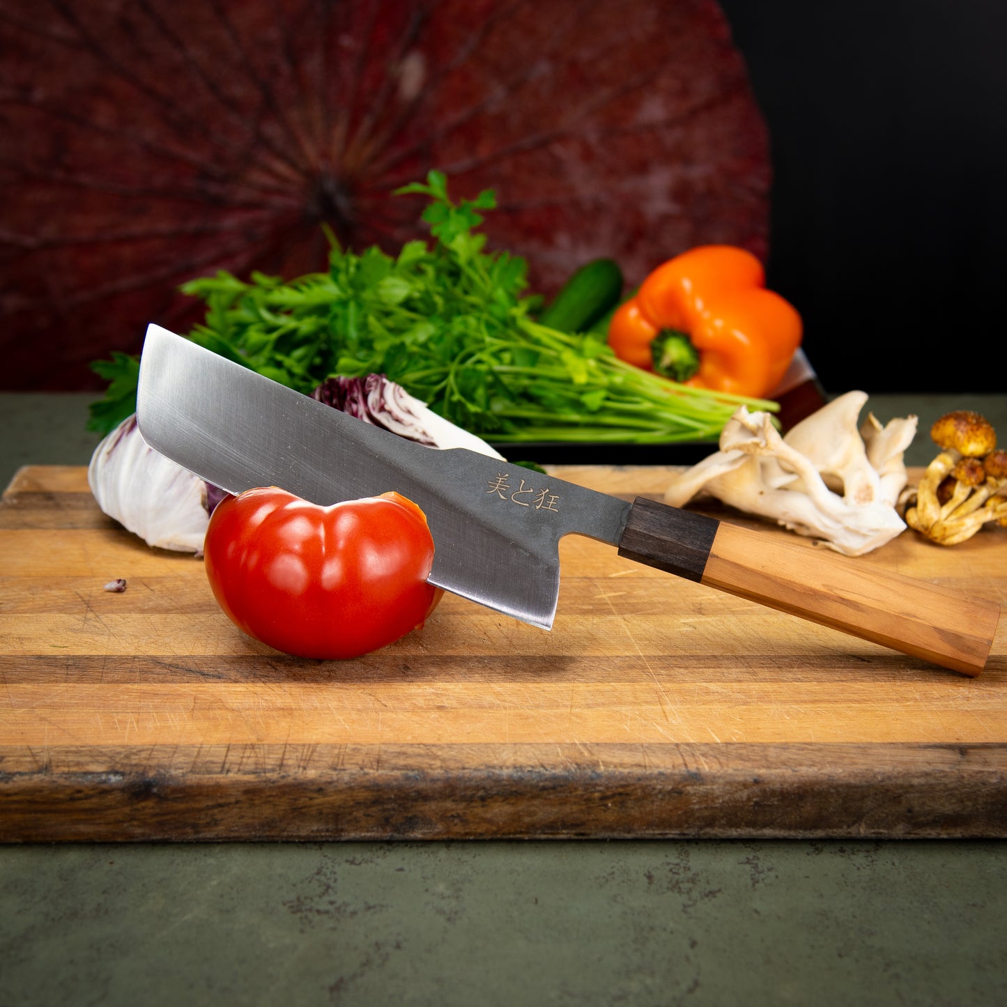 Hand Made Stainless Steel Knife with an Olive Wood Handle