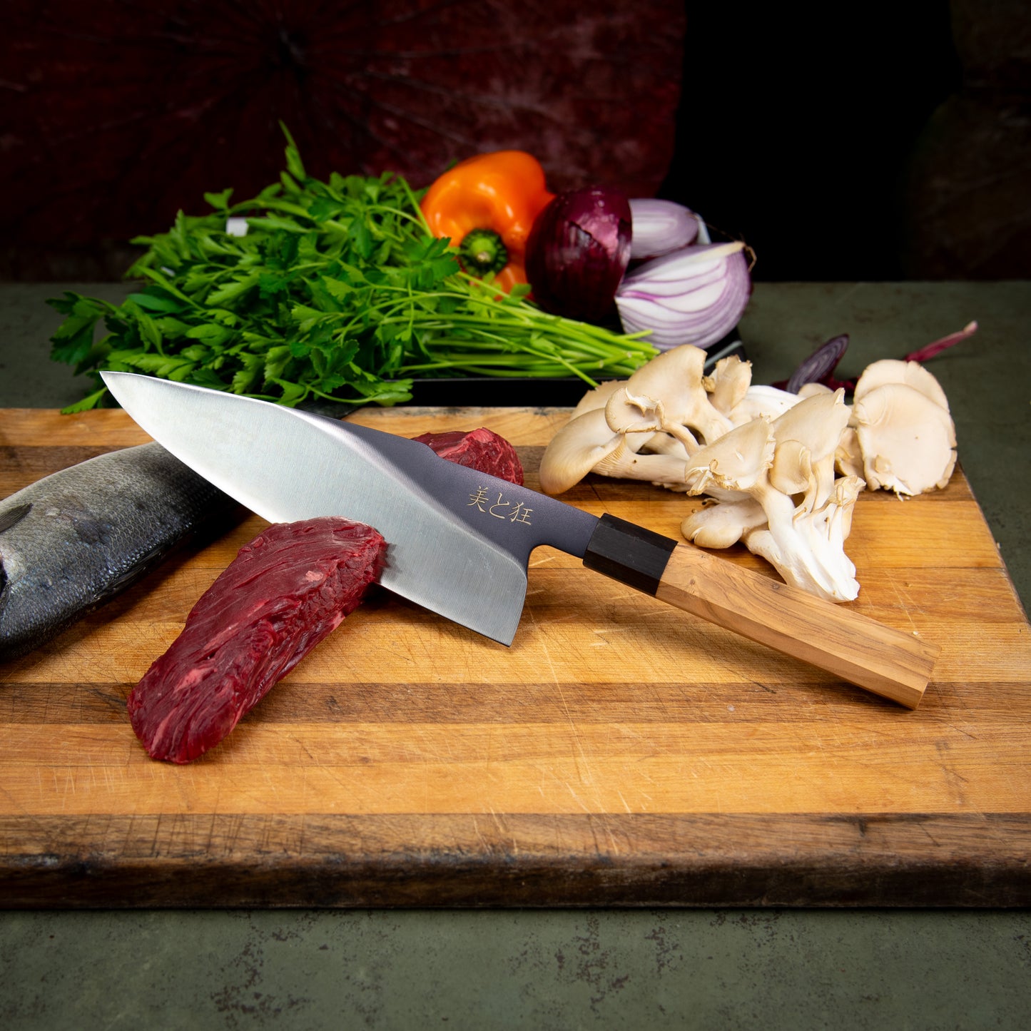 Hand Made Stainless Steel Knife with an Olive Wood Handle