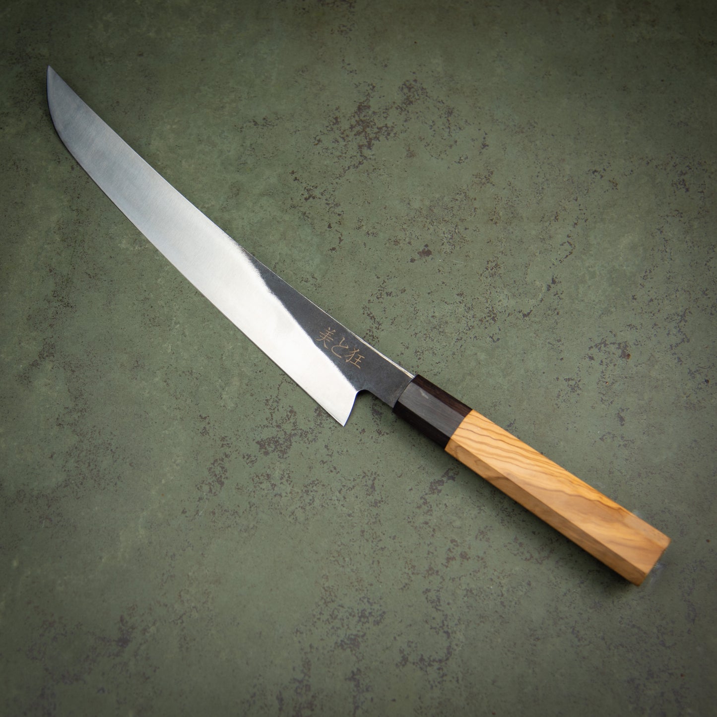 Hand Made Stainless Steel Knife with an Olive Wood Handle