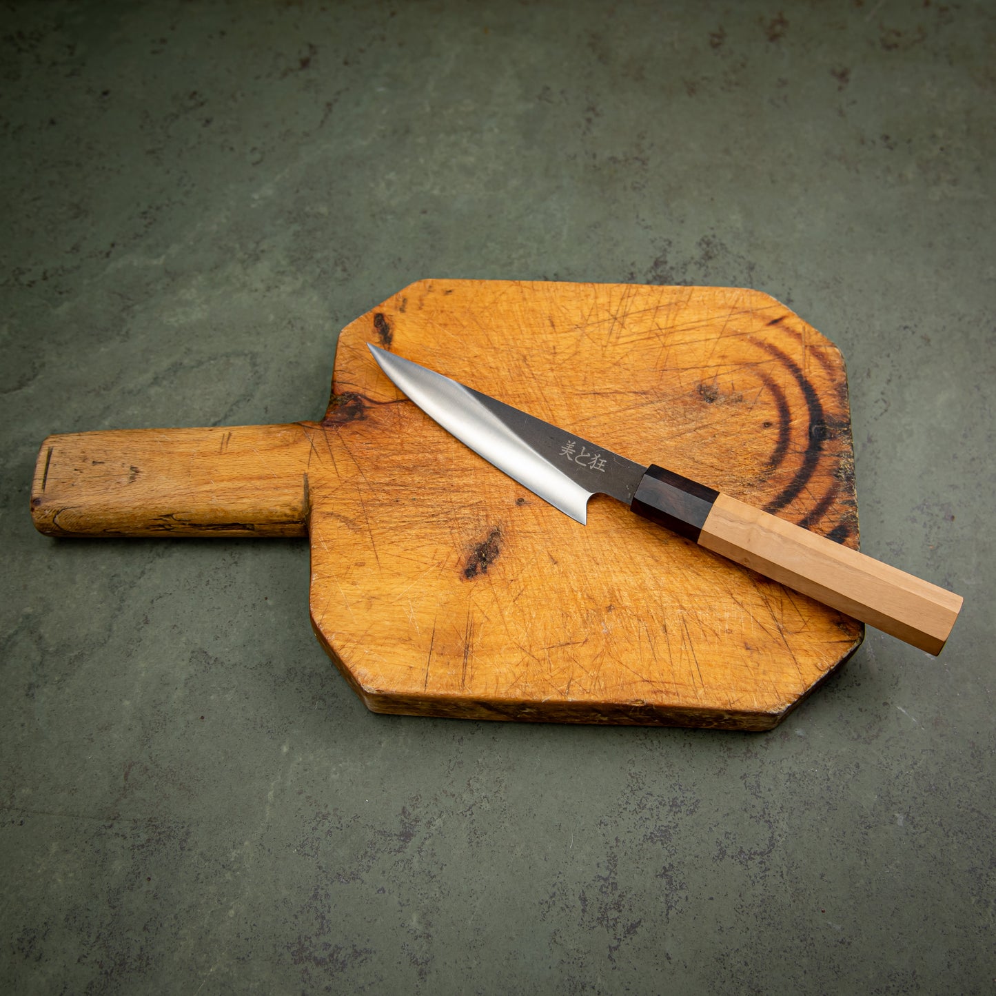Hand Made Stainless Steel Knife with an Olive Wood Handle