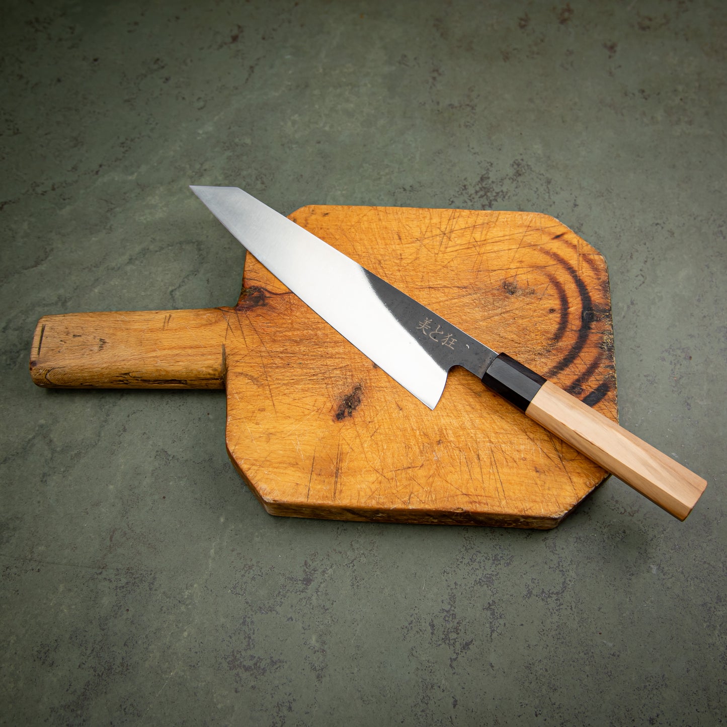 Hand Made Stainless Steel Knife with an Olive Wood Handle