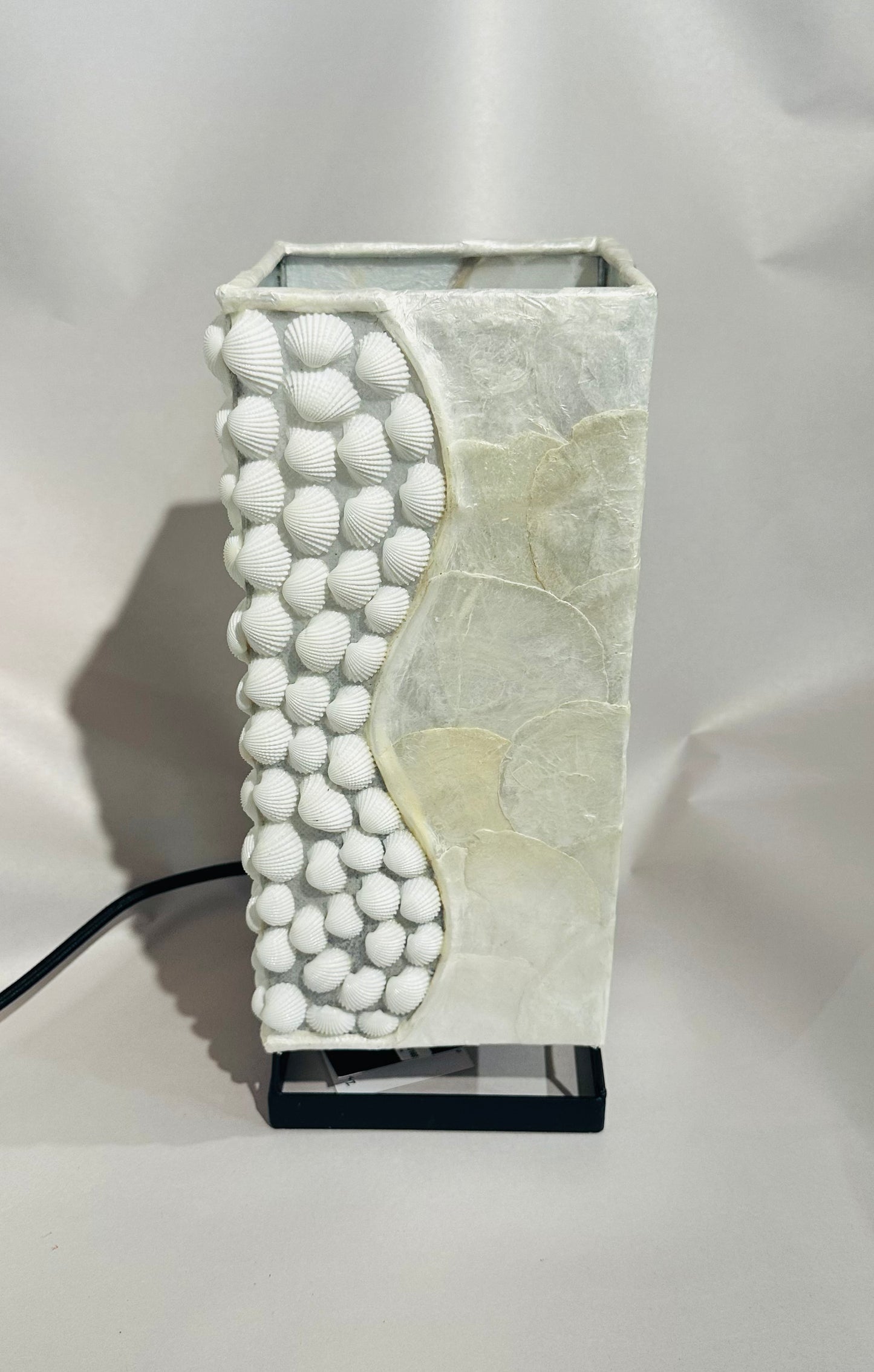 Hand Made Square Lamp with Mother of Pearl & White Seashell