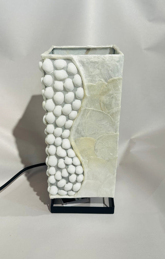 Hand Made Square Lamp with Mother of Pearl & White Seashell