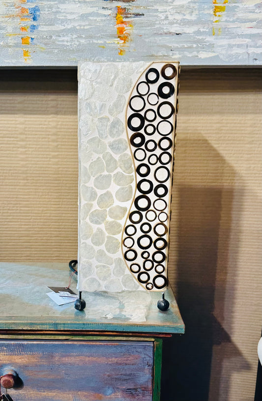Hand Made Square Lamp with Mother of Pearl & Bamboo