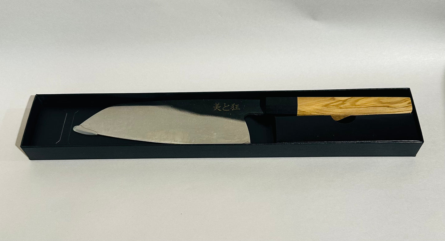 Hand Made Stainless Steel Knife with an Olive Wood Handle