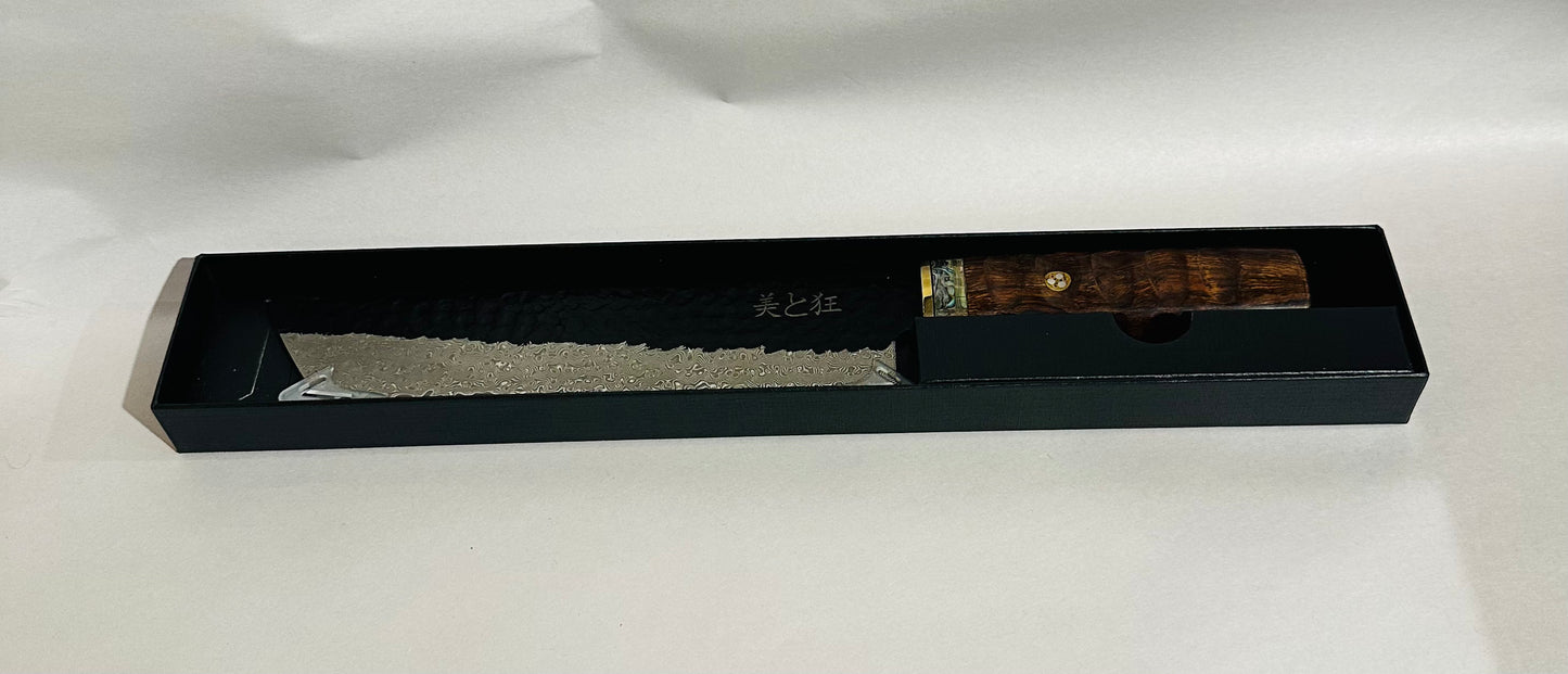 Hand Made 89-Layer Damascus Steel Knife with a Abalone & Ironwood Handle