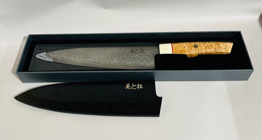 Hand Made 67-Layer Damascus Steel Knife with a Sycamore Wood Handle