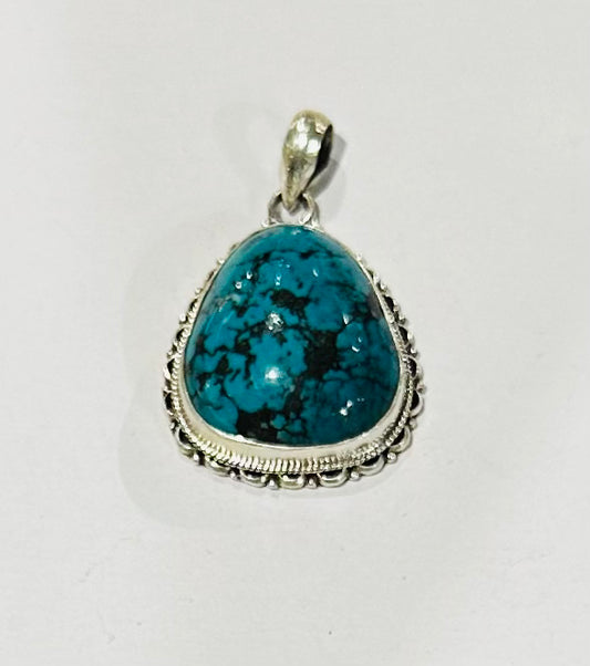 Sterling Silver Triangle Pendent with Turquoise