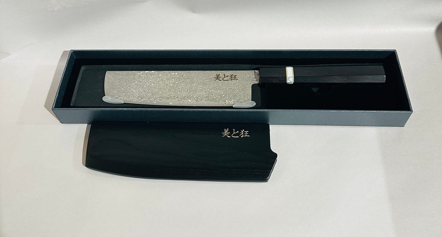 Hand Made 67 Layer Damascus Steel Knife with Ebony & white Turquoise  Handle