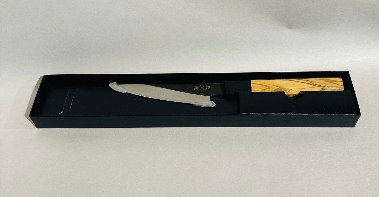 Hand Made Stainless Steel Knife with an Olive Wood Handle