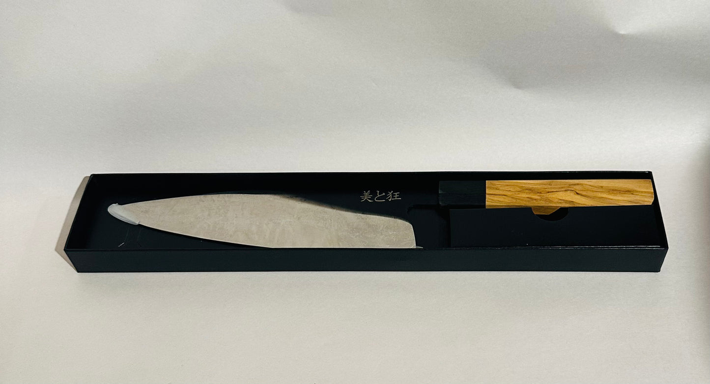 Hand Made Stainless Steel Knife with an Olive Wood Handle