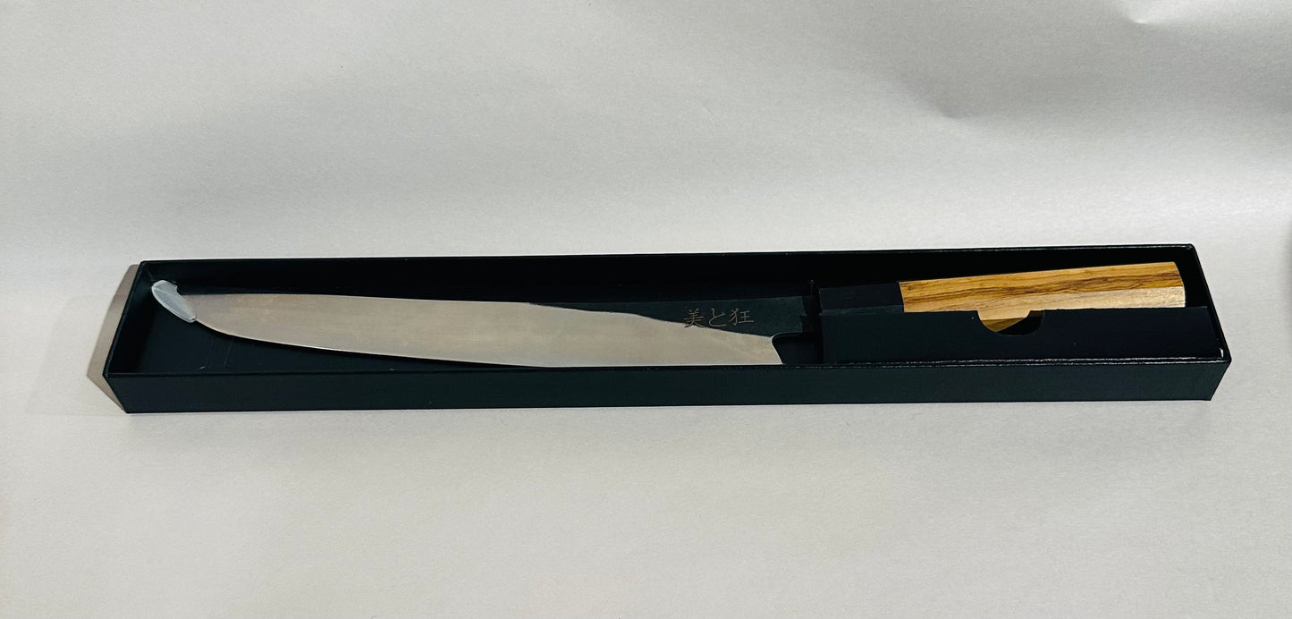 Hand Made Stainless Steel Knife with an Olive Wood Handle