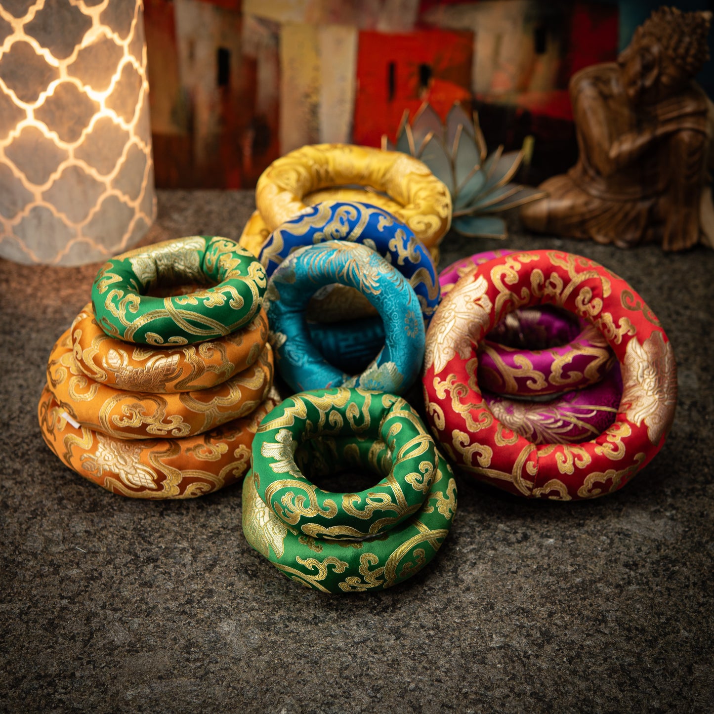 Silk Brocade Singing Bowl Cushion Ring