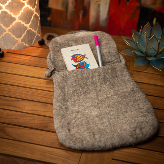 Cat Wool Crossbody Bag with Zip