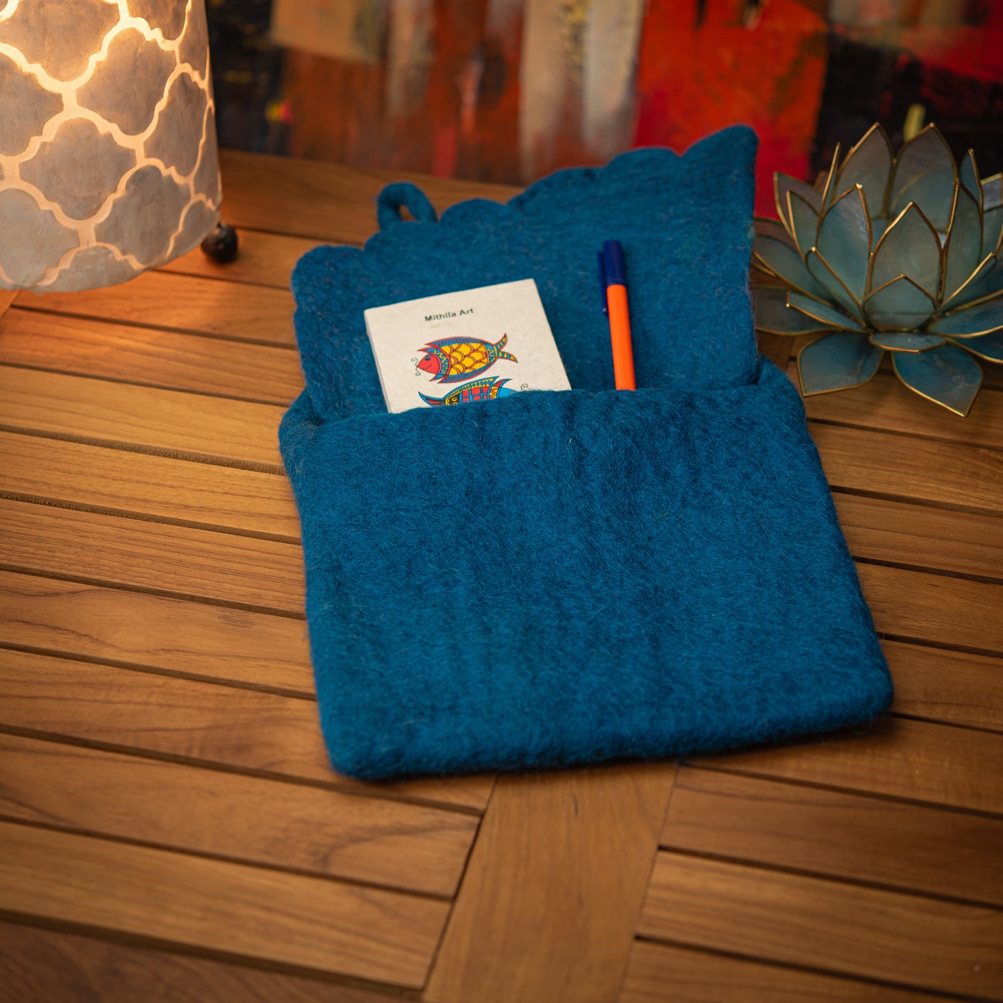 Leaf Wool Crossbody Bag with Zip