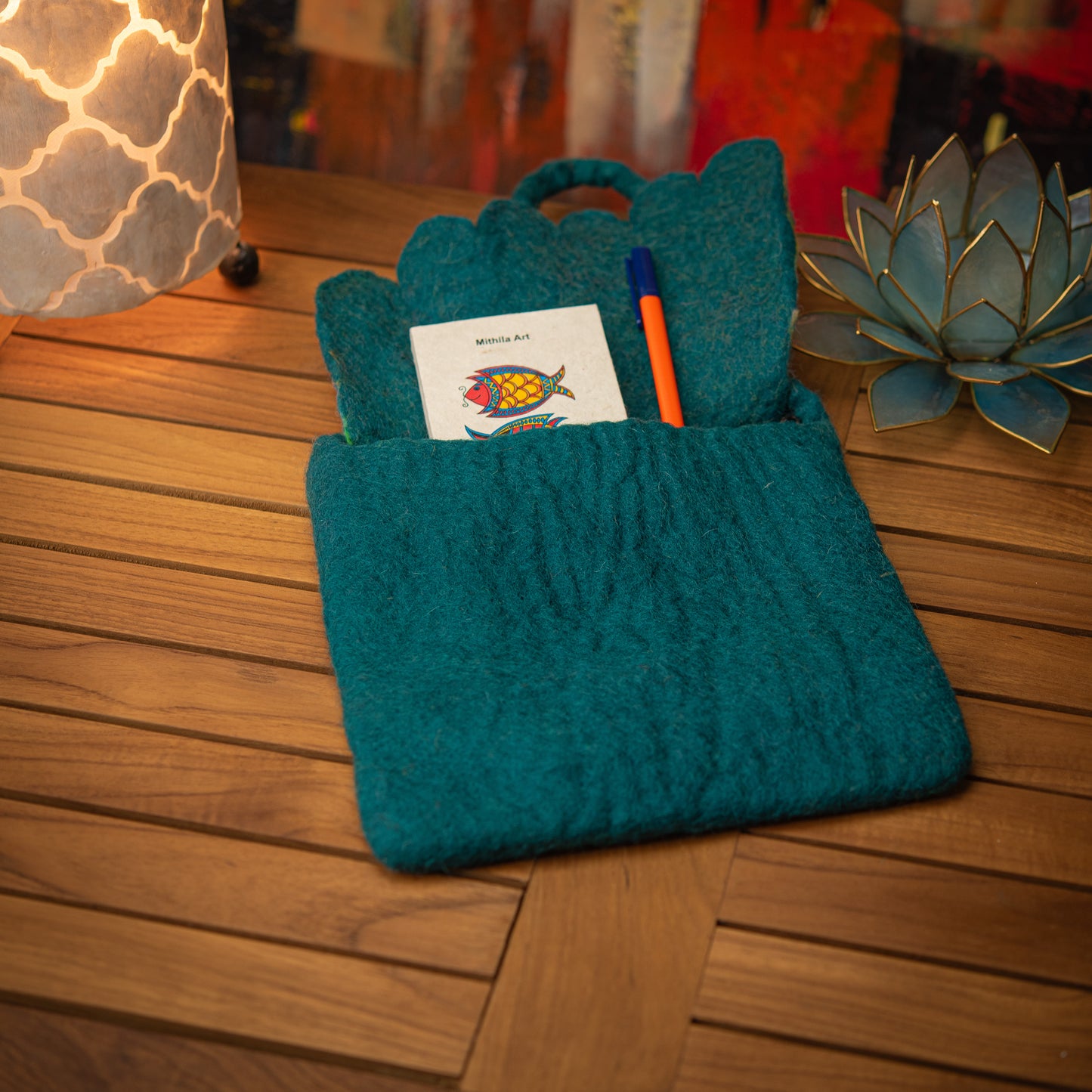 Leaf Wool Crossbody Bag with Zip