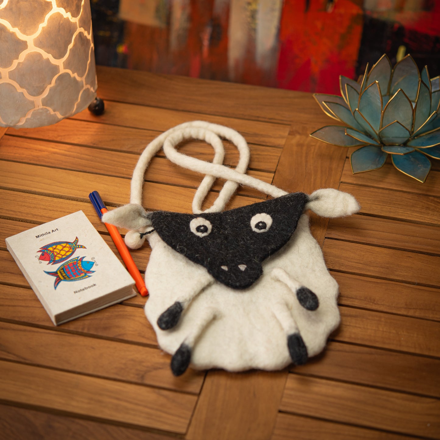 Sheep Wool Crossbody Bag with Zip