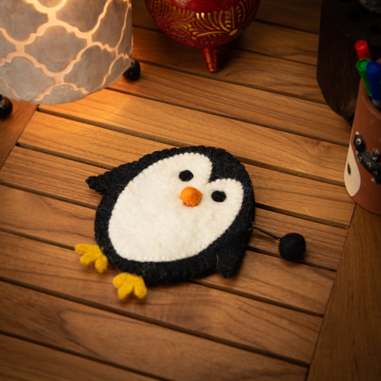 Penguin Wool Pouch with Zip