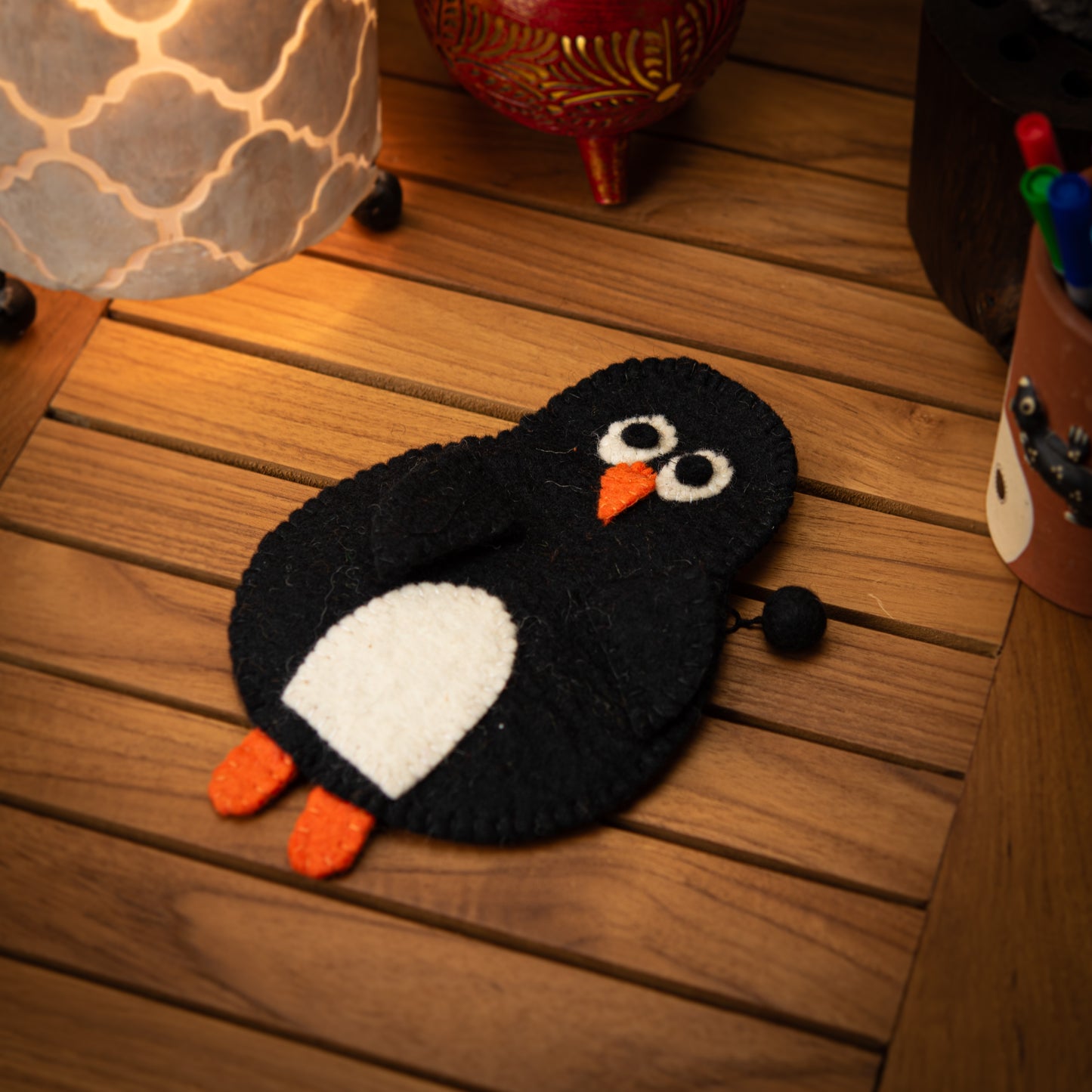 Penguin Wool Pouch with Zip