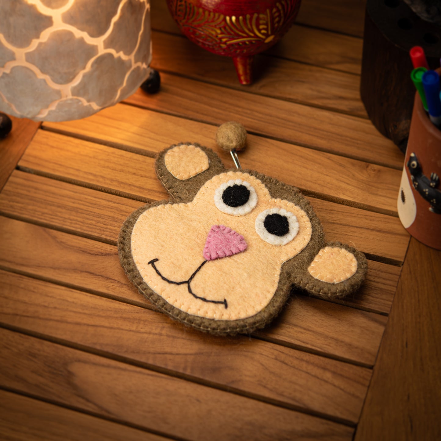 Monkey Wool Pouch with Zip