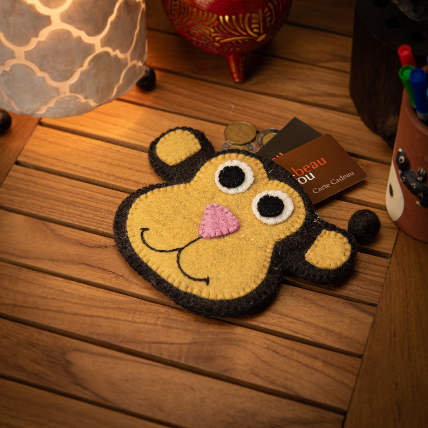 Monkey Wool Pouch with Zip