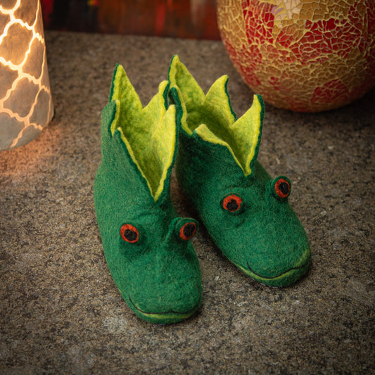 Frog Wool Sheepskin Slippers for Baby & Toddler