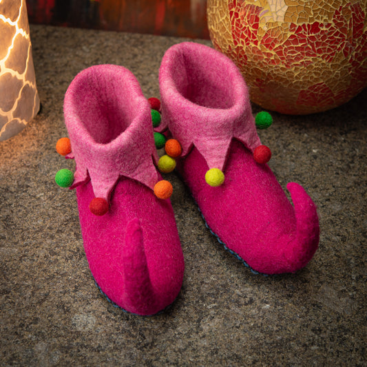 Pink Lutin Wool Sheepskin Slippers