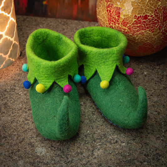 Green Lutin Wool Sheepskin Slippers