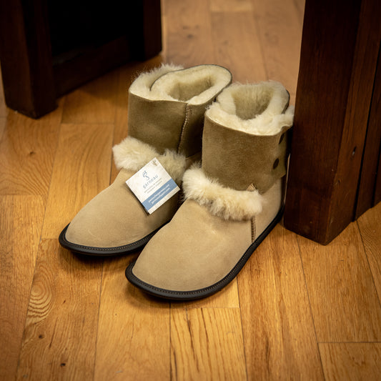 Reversed Sheepskin Bootie Slippers for Men