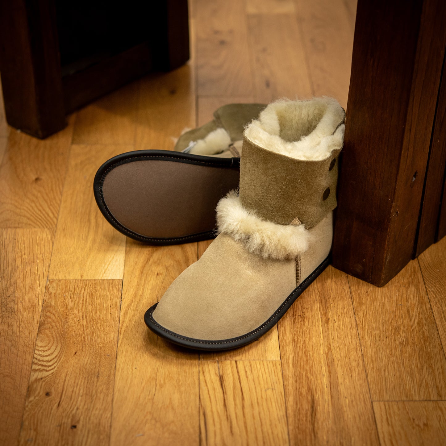 Reversed Sheepskin Bootie Slippers for Men