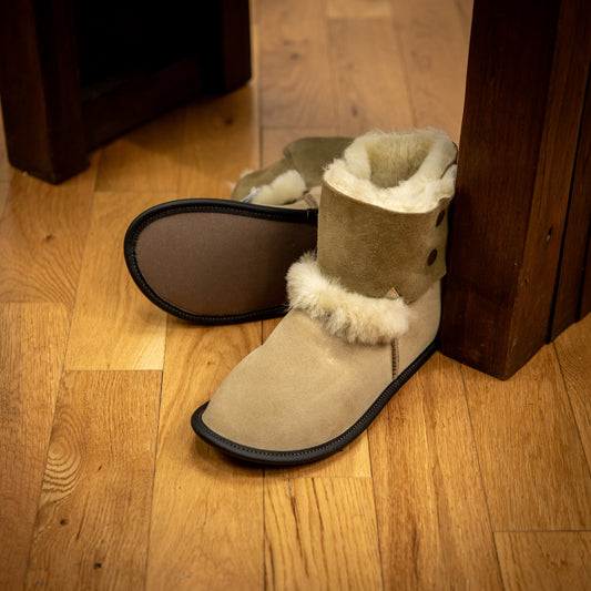 Reversed Sheepskin Bootie Slippers for Men